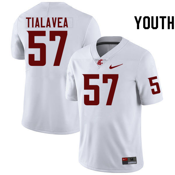 Youth #57 Rodrick Tialavea Washington State Cougars College Football Jerseys Stitched-White
